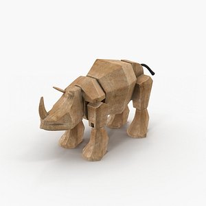 wooden toy rhinoceros 3D model