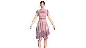Women High Neck Mesh Panel Dress - Outfit model