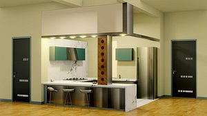 Kitchen Interior - Low Poly - GameReady - PBR