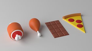 Cartoon Food Ham Chicken Leg Pizza Chocolate