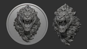 Lion with an open mouth 3D
