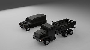 Low Poly Tactical Military Truck3D Game Asset