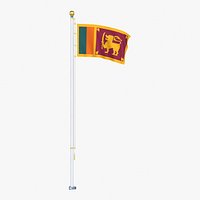 Sri Lanka Flag Stand Pole Animated