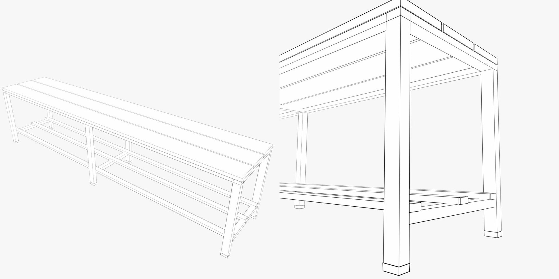 3D Model Locker Room Bench 2 TurboSquid 2139909