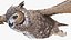 great horned owl flying 3D
