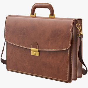 3D Leather Briefcase 01
