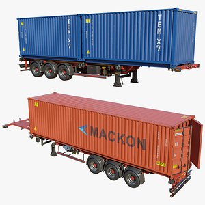Container Carrier Trailer 02 All PBR Unity UE Textures 3D model