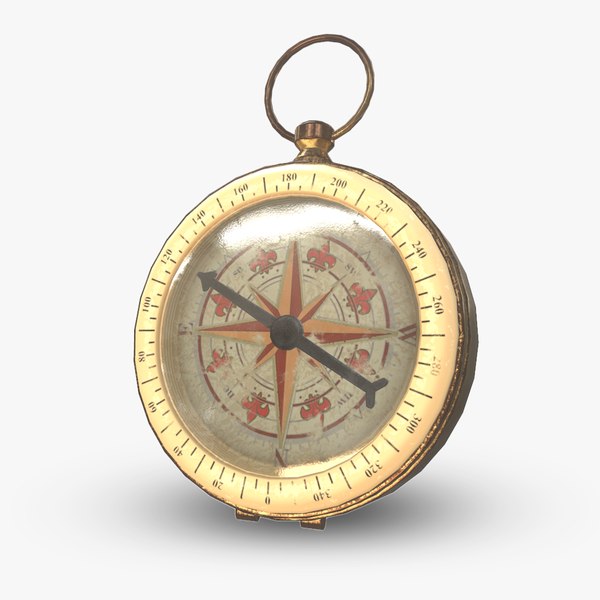 3D model Vintage gold antique compass da1