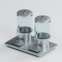Twin Glass Beverage Dispenser with Taps and Drip Trays