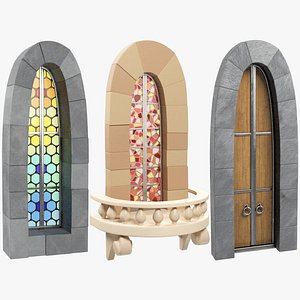 Stylized Old Castle Window and Door Collection V2