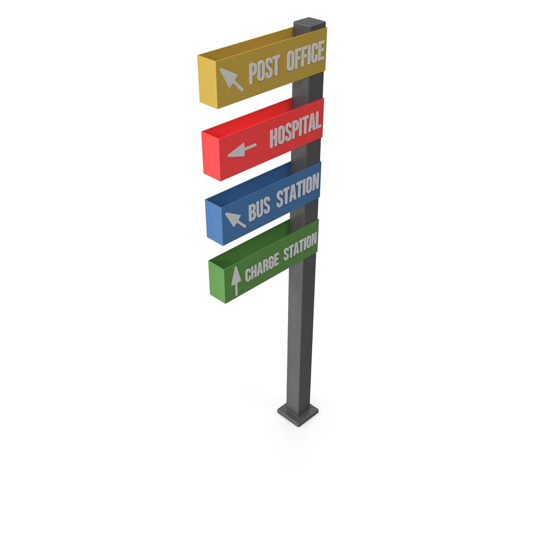 Vivid Metal Directional Sign 3D Model - TurboSquid 2305551