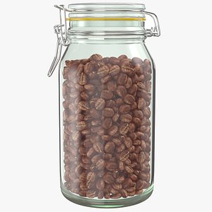 3D real coffee beans jar