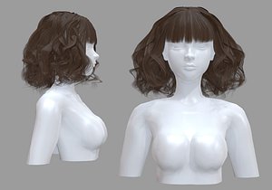 Short Hair Hair Style Girl Short Hair Cape 4 - 3D Model by cg-bob