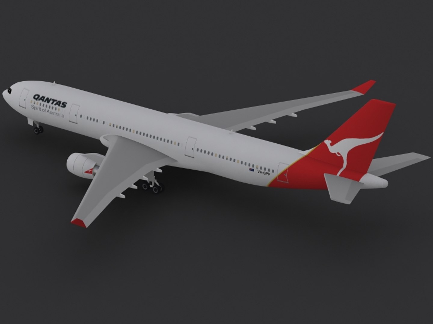 Airbus A330-300 Qantas 3d Lwo