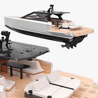 Performance Motor Yacht White Rigged for Maya
