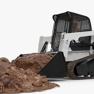Skid Steer Loader with Operator and Earth Load Rigged