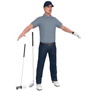 golfer clubs ball 3D model