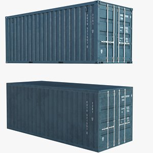 Cargo Container 20 ft ISO High and Low Poly PBR LOD