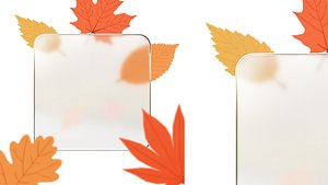 Autumn Glassmorphism Background with Frosted Glass Frame and Fall Leaves