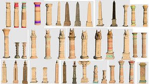 3D model Ancient Egyptian Pillars