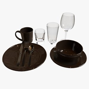 3D tableware kitchen model