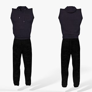 Sleeveless hoodie and sweatpants