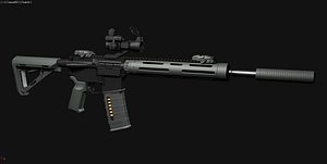 3d highpoly custom m4 rifle