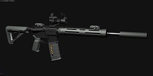 Custom M4 Carbine High poly