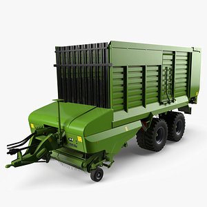 Silage Forage Wagon with Pickup Reel Green 3D model