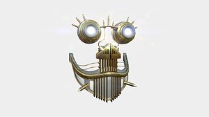 Steampunk Mask A04 Gold White - SciFi Character Design 3D