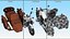 Moto retrò bianca Ural M70 con supporto attrezzato per Cinema 4D