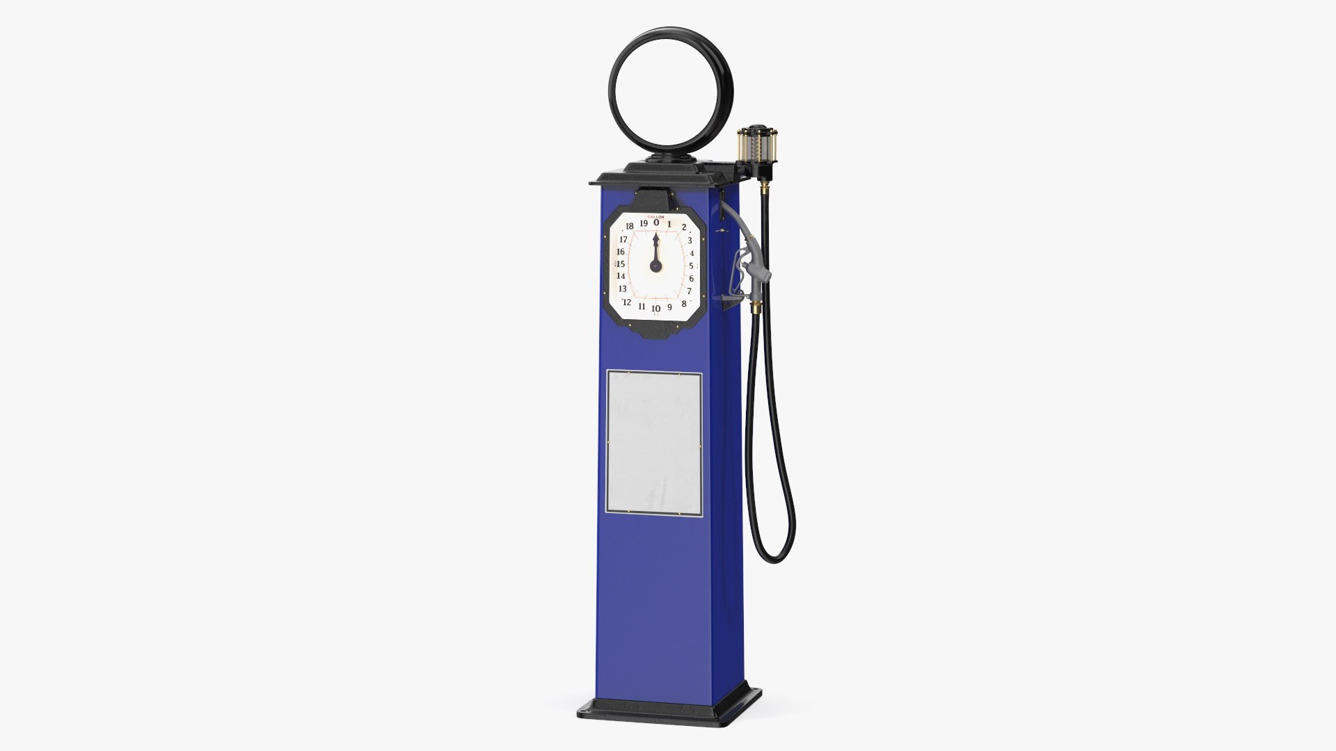 Clock Face Gasoline Pump Blue 3D model preview
