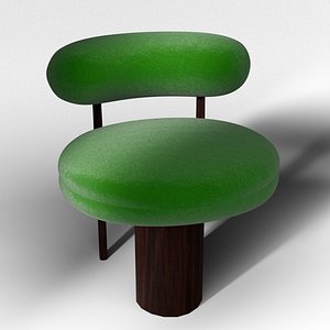 3D Modern dark wood green fabric chair