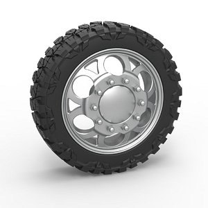 3D model Diecast Front semi wheel for pickup Version 15 Scale 1 to 25