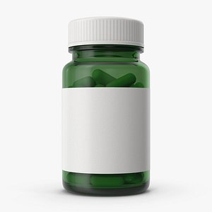 Pill Bottle With Pill Capsules 3D model