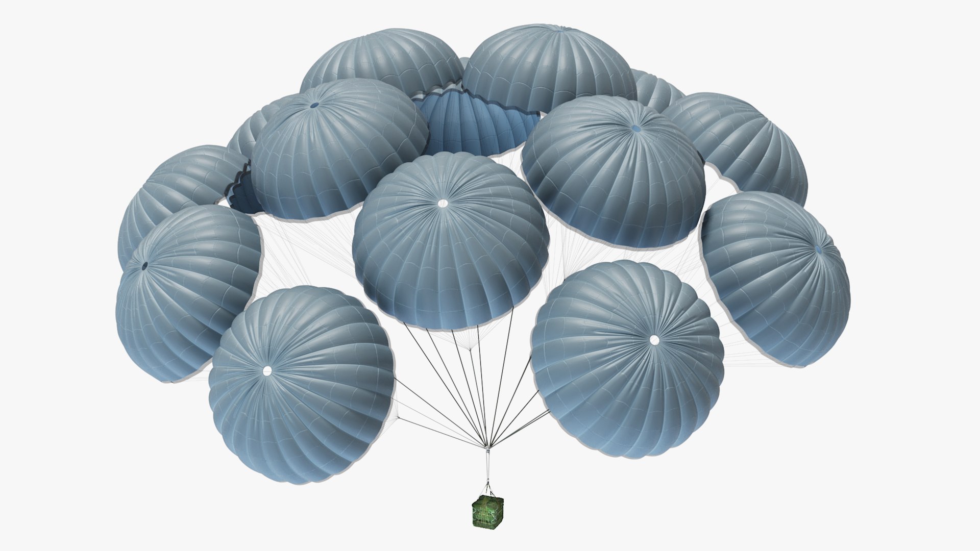 Army Cargo Delivery Parachutes 3D model preview