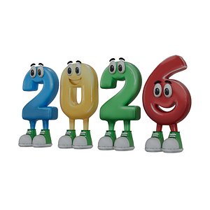 3D model Stylized Cute Number Characters 3D Model Set Cartoon Style