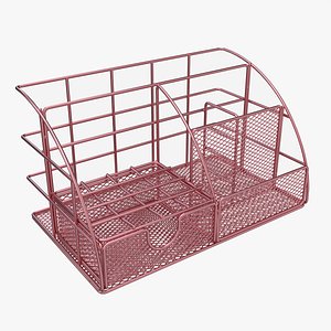 3D Rose Metal Desk Organizer model