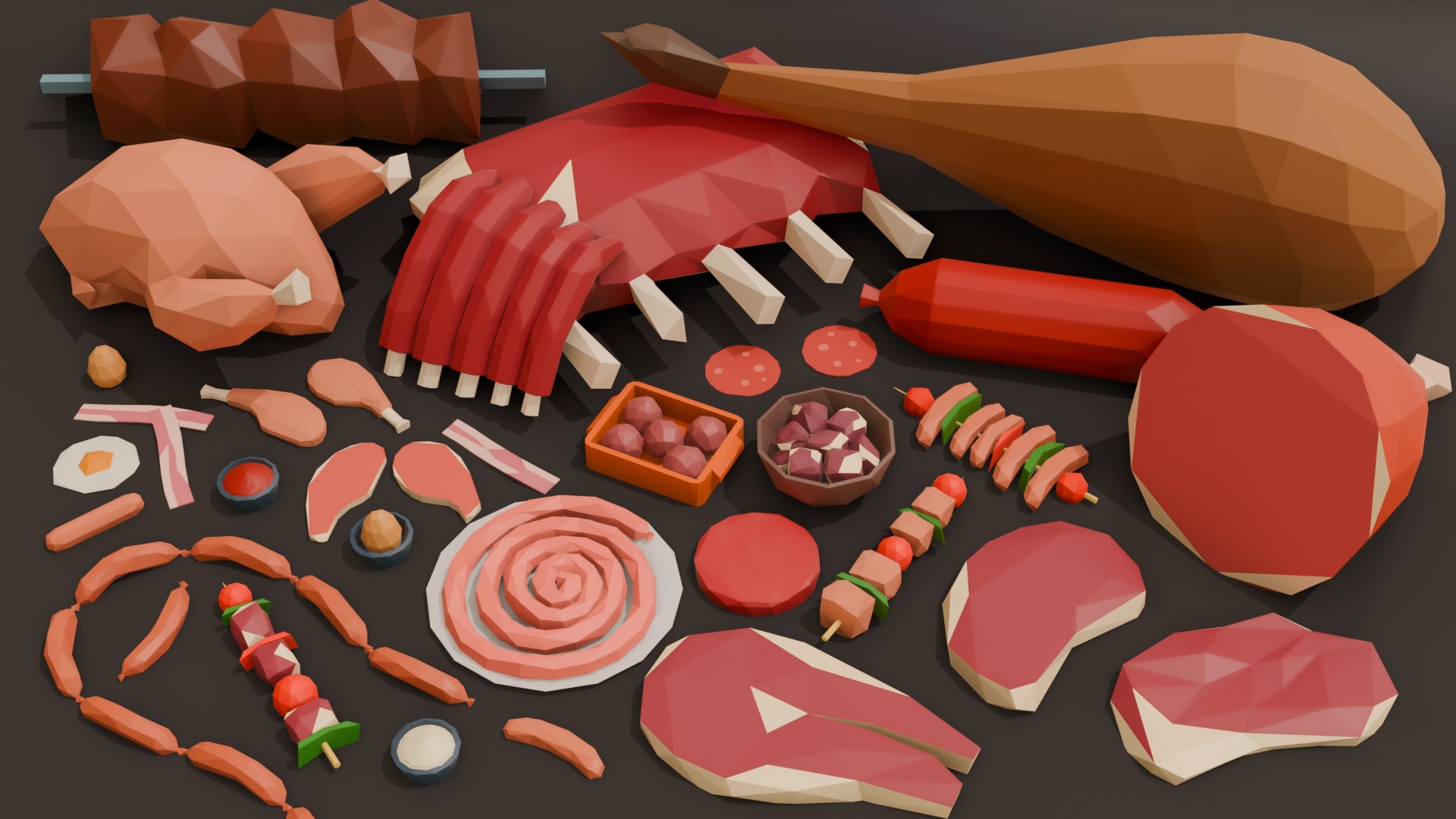 Collection 41 Meat Low Poly Model - TurboSquid 2344658