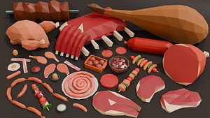 Collection  41 Meat Low Poly model