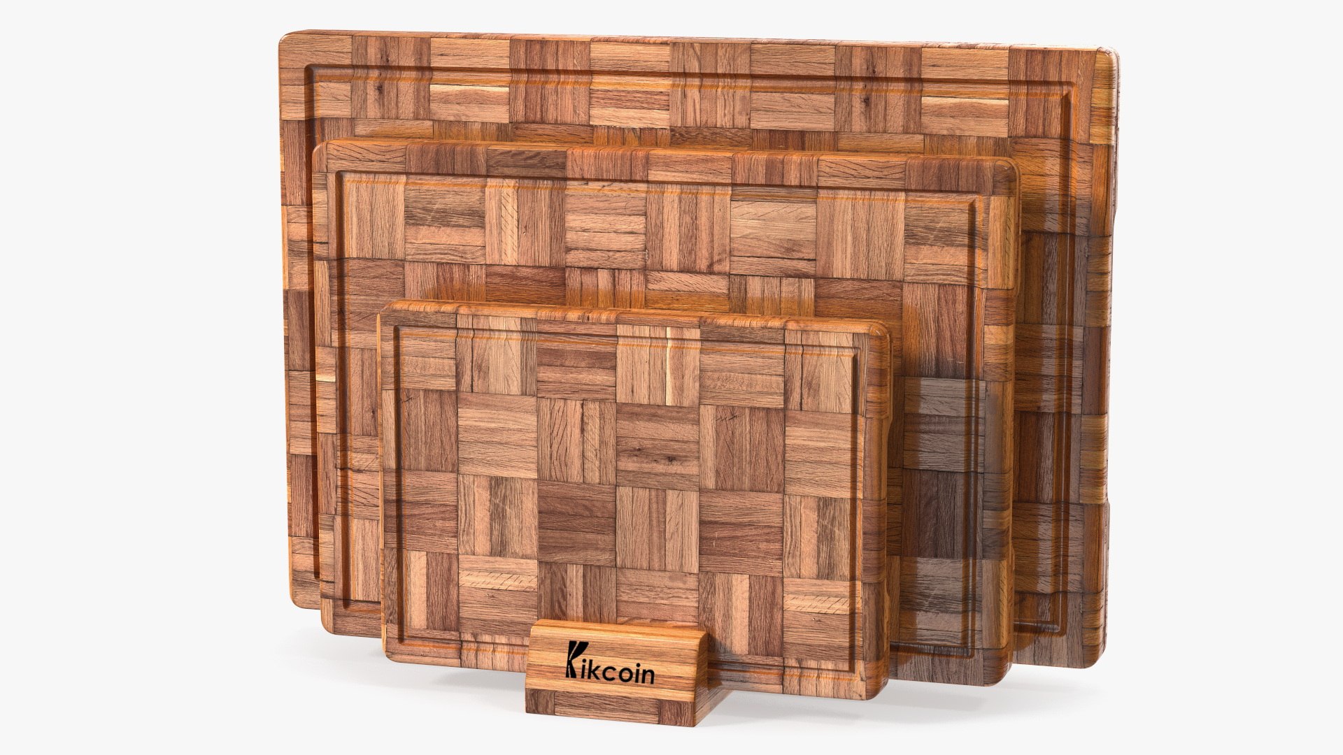 Bamboo Cutting Boards with Holder Dark 3D model preview