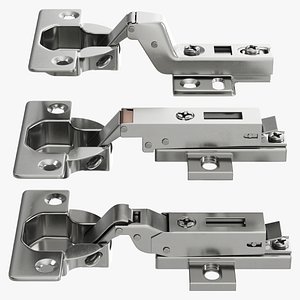 Furniture Hinge Set Three Types Silver 3D