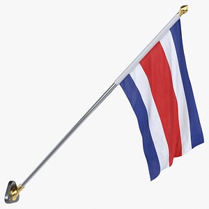 Costa Rica Cloth Flag Wall Mount Animated Loop 3D