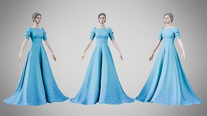 Dress 50 Vivid Cerulean 3D model