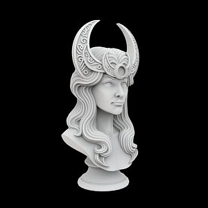 3D Celestial Moon Goddess Bust model