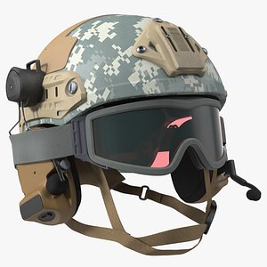 Tactical Gear Helmet Grey Camo with Goggles