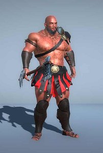 Gladiator warrior with ax - 3d model