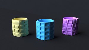 3D Cube 6 Piece Flower Pot Set -  Print model