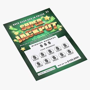 3D Super Jackpot Scratch Off Scratching Card model