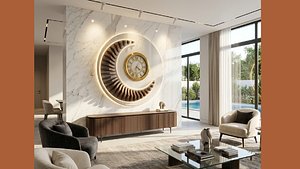 Modern Parametric Wall Clock - Luminous Crescent Moon Design - Decorative CNC - Laser Cut Wall Art